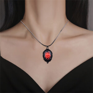 oly-1a4eb4411476cc1300971749e59437d8 Wholesale Zinc Alloy Gothic Style Red Earrings And Necklace Set Fashion Jewelry For Women Party Wear