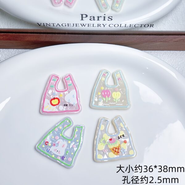 Wholesale Trendy Rabbit Flower Acrylic Shopping Bag Pendant DIY Phone Charm Keychain Craft Supply