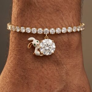 Side-view rabbit round diamond bracelet
