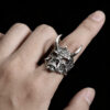 Wholesale Gothic Skull Goat Head Adjustable Open Ring Vintage Thorn Feather Design Unisex Fashion Jewelry Accessory