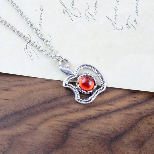 oly-1b1a04e0d2b54d156ece0370fa108ac1 Wholesale Retro Shaped Pendant Necklace With Red Stone Antique Silver Finish Fashion Jewelry Boutique Resale Gift