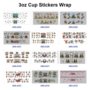 Wholesale 8pcs Game Character Bee Floral Pattern 3oz Cup Stickers Wrap OLY Exclusive