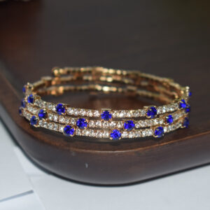 3 rows gold white sapphire blue sl-1033