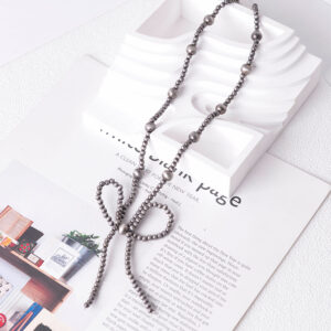 oly-1b945e0e3aa5f59961a86ac142b49b40 Wholesale Bronze Electroplated Zinc Alloy Beaded Bow Choker Necklace Retro Denim Style Fashion Accessory