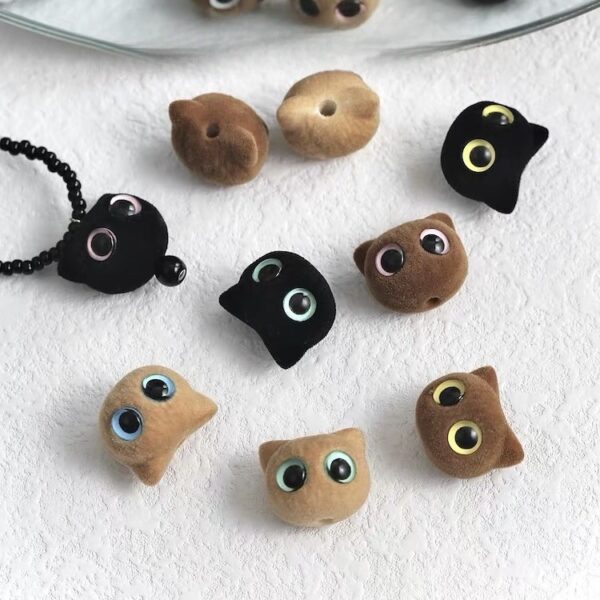 oly-1bb418faec1e00ad476a468c81db2f60 Wholesale Acrylic Flocked Owl Beads Black Blue Eyes DIY Jewelry Making Phone Chain Charms Trendy Fashion Accessory