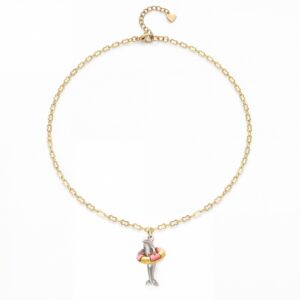 Dolphin swim ring necklace