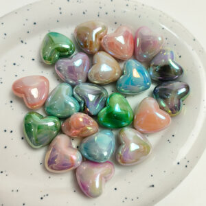 oly-1be11df1103b4ac2e57b74902ef547a8 Wholesale Acrylic UV Electroplated Double Color Love Heart Beads for DIY Jewelry, Phone Charms, Bracelets – Trendy Fashion Accessory