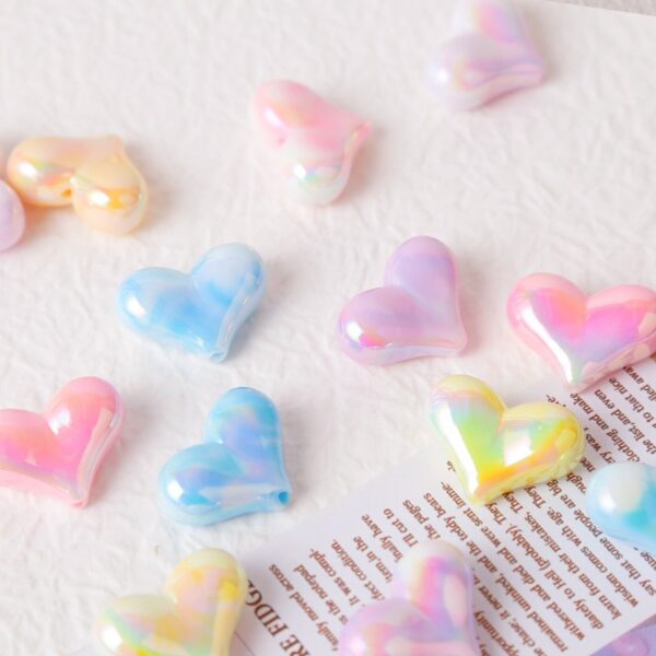 Wholesale Electroplated Cream Heart Acrylic Beads for DIY Phone Strap Car Hanging Bracelet Necklace Trendy Jewelry Accessory