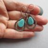 oly-1c0622c8d6e501469c76d89f35a1dbd9 Wholesale Silver Tone Retro Hammered Turquoise Drop Earrings Geometric Design Fashion Jewelry Accessory