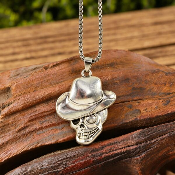 Wholesale Gold Plated Skull Necklace Vintage Cowboy Punk Trendy Jewelry Accessory