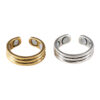 Wholesale Trendy Gold Striped Magnetic Ring Open Adjustable Unisex Zinc Alloy Jewelry Accessory Gift Boutique Resale