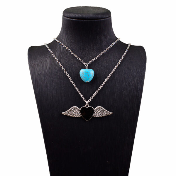 oly-1c61b22ba97704f8ead9307f69dcdc1a Wholesale Zinc Alloy Double Layer Heart Pendant Necklace Vintage Style Layering Jewelry Fashion Accessory Gift