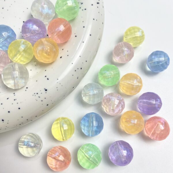 oly-1c886fc70de3d59c6b9146d57d309d1f Wholesale Stylish 16mm Earth Pattern Acrylic Round Beads, Mermaid Transparent Glitter, for DIY Phone Chain and Earring Making