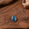 oly-1d58d6ba4ce3292f1bcdbfd07fd5ac04 Wholesale Retro Leaf Blue Gemstone Pendant Necklace Trendy Jewelry Accessory For Gift Boutique