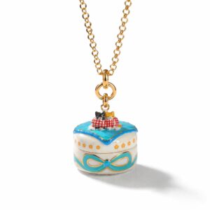 Blue bow double cat opening and closing necklace