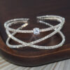 Wholesale Stylish Bridal Rhinestone Cross Open Bangle Bracelet Women S Jewelry Accessory Gift Boutique Resale
