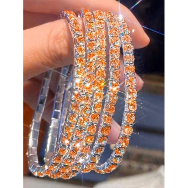 Wholesale Rhinestone Tennis Bracelet Silver Plated Pink Crystal Chain Bracelet Trendy Women S Casual Jewelry Gift