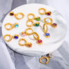 oly-1e4160dde9e2f74da76049c6f234d601 Wholesale Copper Geometric Zircon Birthstone Stud Earrings For Women Simple Rhinestone Earrings Party Gift Fashion Accessory