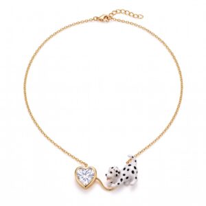 Spotted puppy heart-shaped zircon necklace