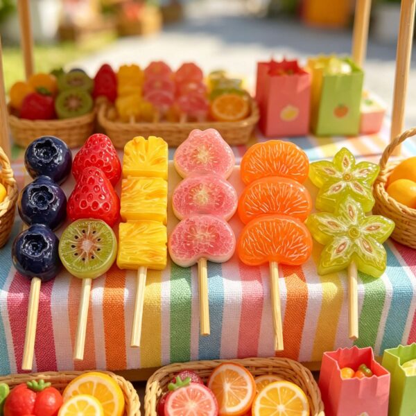 oly-1eeb150ee8af820706b87737fa2b2bff Wholesale Resin Fruit Skewer Keychain Pendant DIY Jewelry Accessory Blueberry Carambola Orange Charms for Bag Charm Fridge Magnet