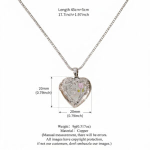 Silver rose-shaped photo box necklace (single)