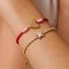 Wholesale Beaded Stretch Gilt Copper Bracelet With Star Flower Heart Charms For Women Everyday Jewelry Accessory