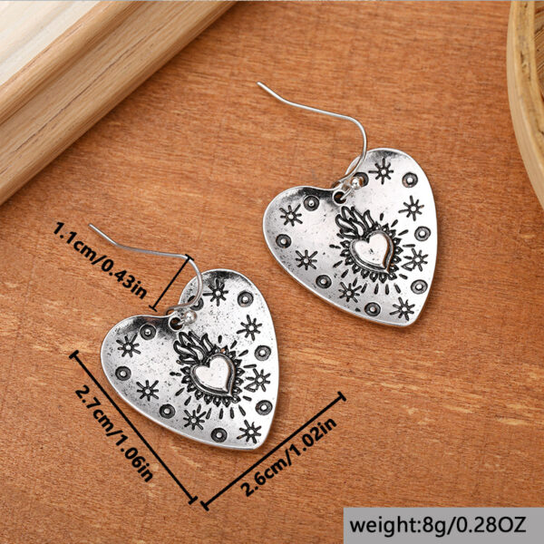 Wholesale Vintage Bohemian Heart Pendant Earrings For Women Silver Alloy Fashion Jewelry Accessory