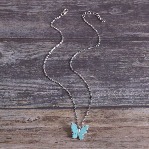 Wholesale Stylish Blue Butterfly Turquoise Inlay Choker Necklace For Women Trendy Collarbone Jewelry Gift