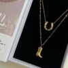 oly-207e22816401bb73c5c655342545dc90 Wholesale Stainless Steel Rainbow Horseshoe U Shape Pendant Necklace With Zircon Women S Fashion Jewelry Gift