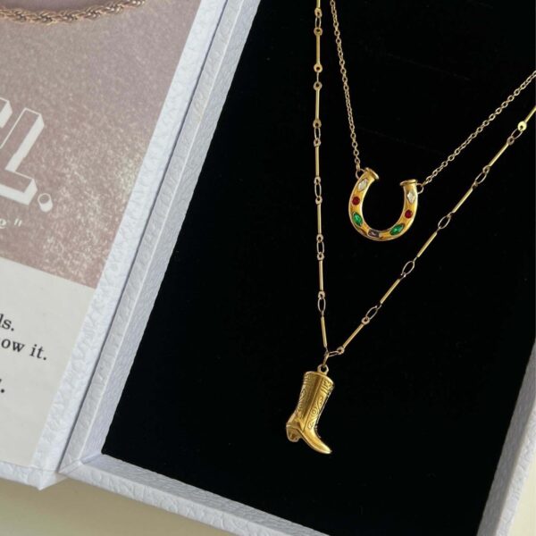oly-207e22816401bb73c5c655342545dc90 Wholesale Stainless Steel Rainbow Horseshoe U Shape Pendant Necklace With Zircon Women S Fashion Jewelry Gift