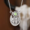 oly-207fec2a73f255fc57f8fa23c5c02578 Wholesale Antique Silver Zinc Alloy Bohemian Oval Cactus Pendant Necklace With Green Stone Geometric Style Chic Jewelry Accessory For Party Gift