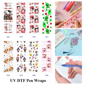 Wholesale 2/8/16pcs Cartoon Character Halloween Fashion Print Pen and Bookmark Stickers UV DTF Wraps OLY Exclusive