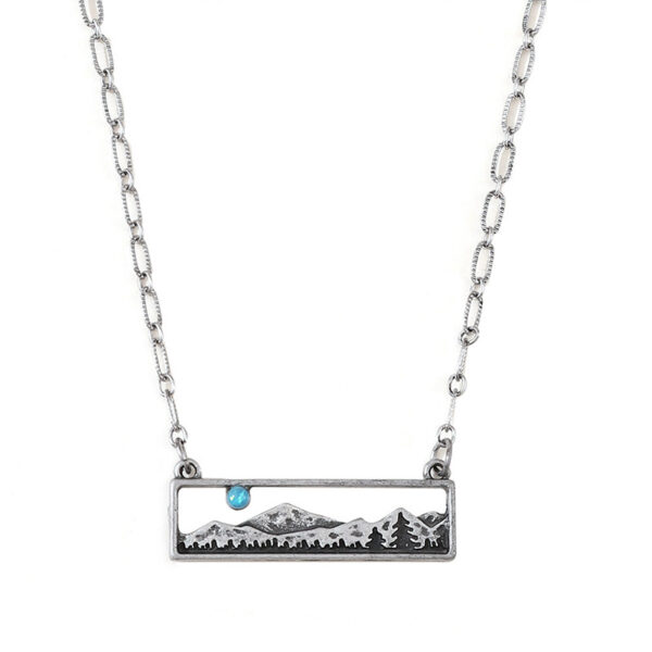 oly-20eb8dd4f83dbee61b15198e2bca14c1 Wholesale Zinc Alloy Ancient Silver Geometric Hollow Mountain Moonstone Design Necklace Retro Layering Jewelry Accessory For Boutique Resale