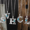oly-214dfc5072c35b3661e293b3b526f53c Wholesale Zinc Alloy Electroplated Choker Necklace Vintage Turquoise 26 Letters Pendant Everyday Women S Jewelry Accessory