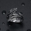 oly-216c0a74b49fabe3d02eb020ed808b20 Wholesale Distressed Leaf Ring Antique Silver Zinc Alloy Punk Hip Hop Chic Jewelry Accessory Boutique Resale Gift
