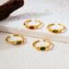 Wholesale Titanium Steel Electroplated Ring Marquise Cut Colored Zircon December Birthstone Jewelry Accessory