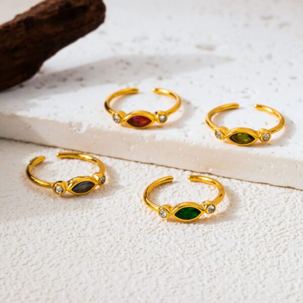 Wholesale Titanium Steel Electroplated Ring Marquise Cut Colored Zircon December Birthstone Jewelry Accessory