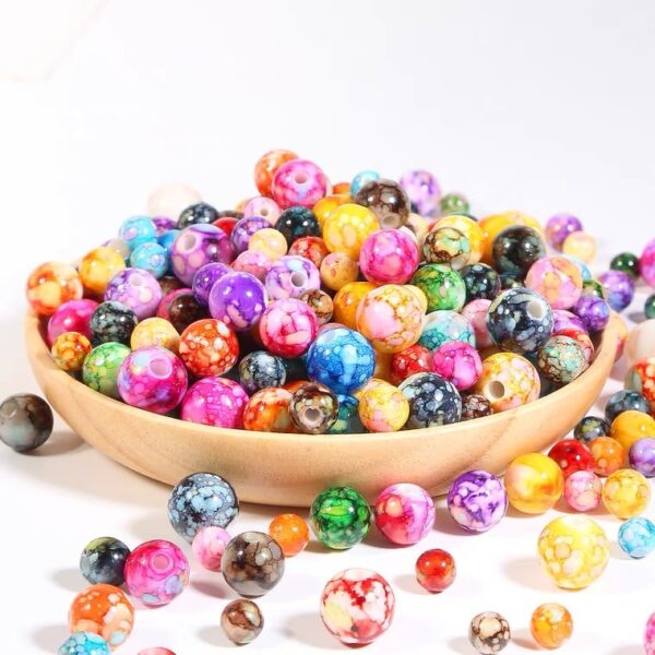 oly-219e98582ce4d606bc732e4957f6e1e7 Wholesale Vintage Acrylic Flower Beads 8mm 50pcs Ceramic Look Round Loose Beads for DIY Jewelry Making Fashion Accessory Gift