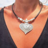oly-21e2303c29585f5da079de9a4764fa4f Wholesale Leather Rope Retro Heart Pendant Necklace With Silver Tone Alloy Charm Trendy Women S Jewelry Gift