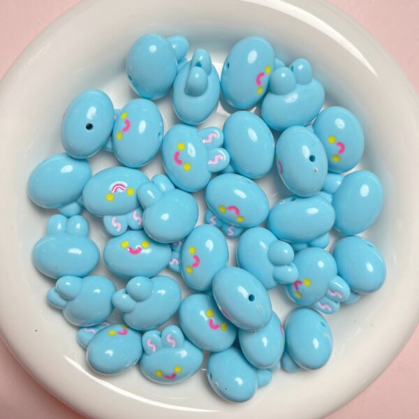 Wholesale Acrylic Glow in the Dark Rabbit Head Beads with Oil Drip Finish for DIY Phone Charm Keychain Making