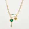 oly-22182af7d02293cd36b744482338b5d7 Wholesale Stylish Heart Key Pendant Necklace Copper Material Diamond Inlay Process Tone Copper With Zircon Fashion Jewelry Gift