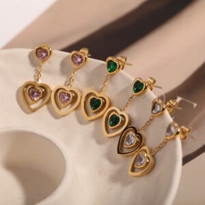 oly-22c1a45bc84aa3410f0c34e454a8e424 Wholesale Stainless Steel Heart Rhinestone Stud Earrings Light Luxury French Style Fashion Jewelry Gift For Women Boutique Resale