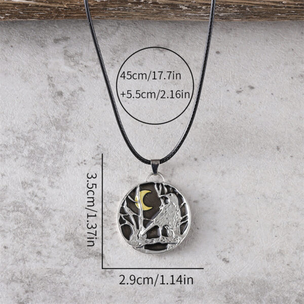 oly-22f71dfffc1cb23b807a4551602e74ac Wholesale Retro Crow Moon Forest Necklace Ancient Silver Fashion Accessory Gift For Women Boutique