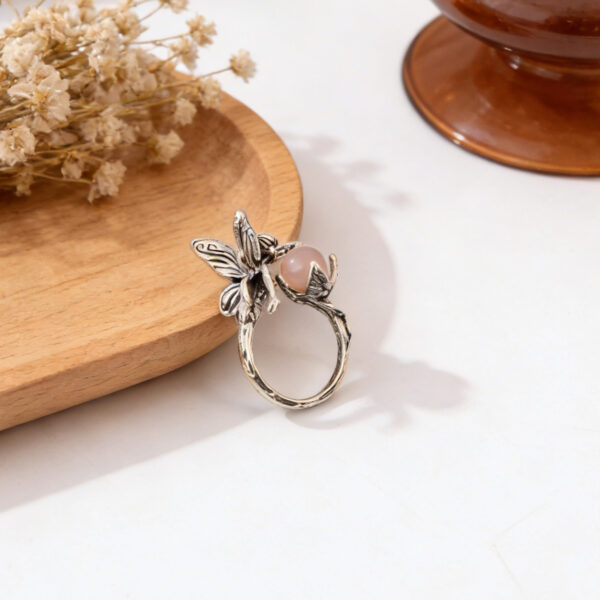 Wholesale Stylish Antique Silver Unisex Geometric Ring Retro Angel Design Fashion Jewelry Accessory