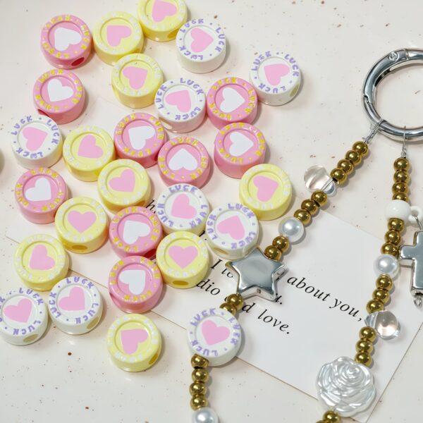 oly-2359510d8d3b590204c67c7f933d68ba Wholesale Colorful Baked Enamel Acrylic Letter Heart Beads DIY Phone Charm Keychain Fashion Accessory Craft Supply for Boutique Resale