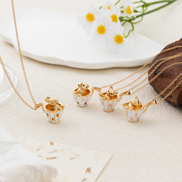 oly-23a2cff1c55039104f5d76ed6215cd74 Wholesale Sweet Teacup Rabbit Shape Pendant Necklace Electroplating Copper Electroplated Fashion Jewelry Accessory For Everyday Gift