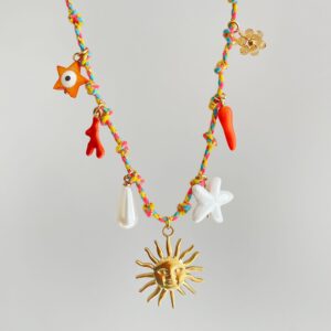 Sun orange rope necklace