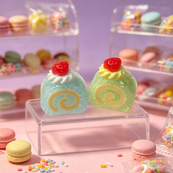 oly-23e60f0f24b1c08cf87e2174eaebfe8e Wholesale Resin Strawberry Swiss Roll Glitter Keychain Hair Clip DIY Cake Charm Fashion Accessory Gift