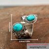 Wholesale Retro Turquoise Silver Adjustable Ring Women S Fashion Jewelry Accessory