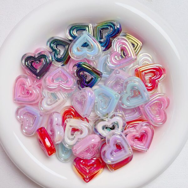 oly-241bcf2efce2a5ef2431e7f23b19a162 Wholesale Two-Tone Acrylic Hollow Heart Beads DIY Jewelry Accessory for Earrings, Phone Strap, Bag Chain – Boutique Resale